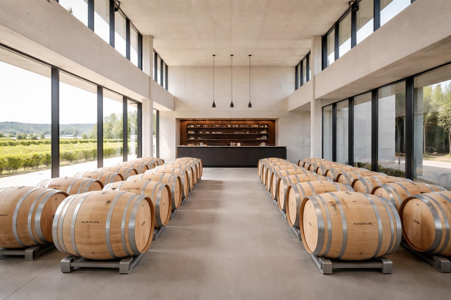 découvrez comment aménager un domaine viticole alliant modernité et tradition avec un chai contemporain, des barriques de la tonnellerie radoux et des salles de dégustation conviviales pour sublimer votre vin.