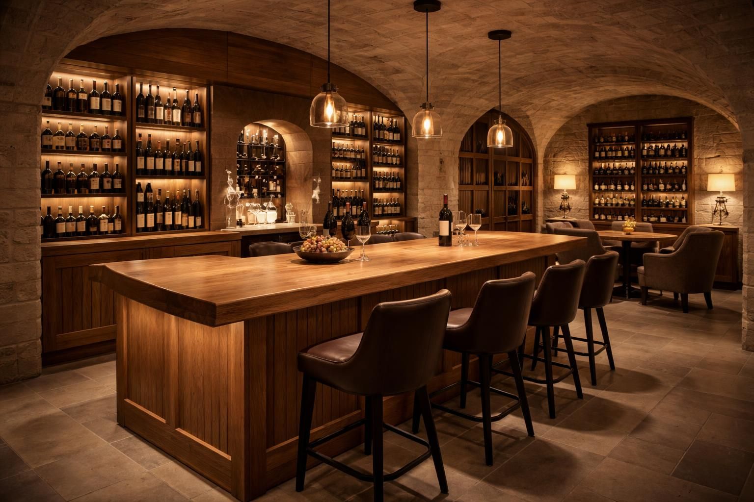 découvrez comment aménager une cave de dégustation chaleureuse avec un comptoir en chêne et un éclairage tamisé pour créer une ambiance conviviale et élégante.