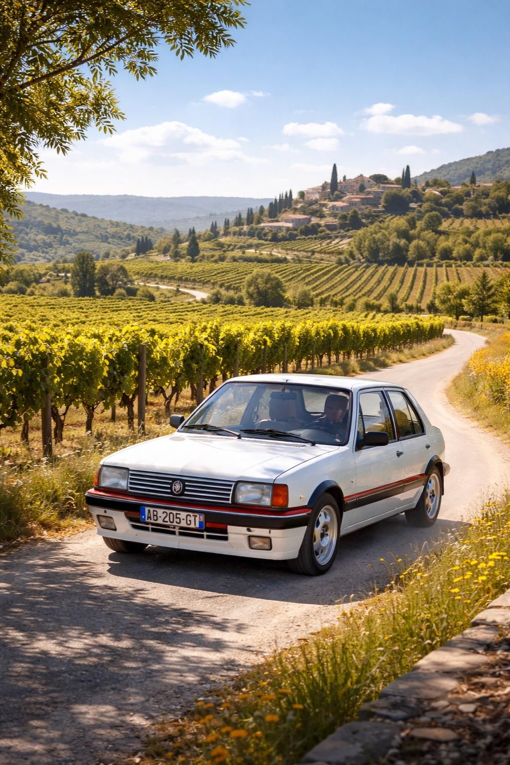 participez au rallye vintage organisé par le domaine viticole rimbert à bord de la légendaire peugeot 205 gti, et découvrez les magnifiques vignobles du languedoc lors d'une aventure unique alliant passion automobile et dégustation de vins.